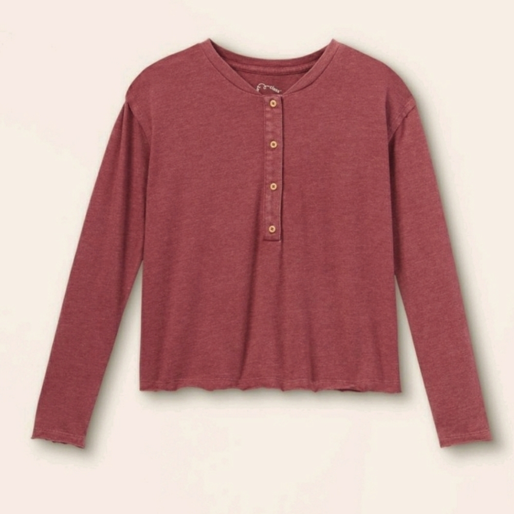 Art Class - Maroon Long Sleeve Boxy Henley SZ XXL